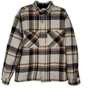 H&M Men Flannel Long Sleeve Brown Shirt Jacket Grunge Heavy Winter Size Medium